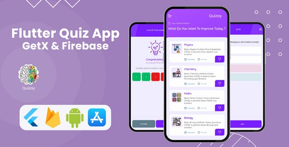 Quizay – Quiz App | Flutter  Firebase | Android  iOS