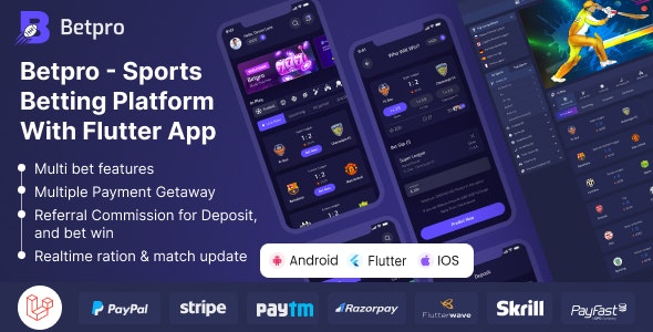 Betpro – Sports Betting Platform PHP Laravel Admin Panel With Flutter App ios and android