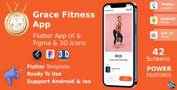 Grace App ANDROID + IOS + FIGMA + 3D Icons | UI Kit | Flutter | Fitness  WorkOut 1.1