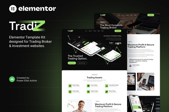 Tradiz – Trading Broker  Investment Elementor Template Kit