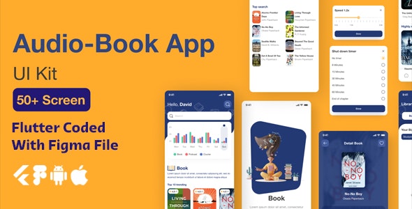 Audible – Audio Book  Ebook Flutter App Ui Template(Figma Included)