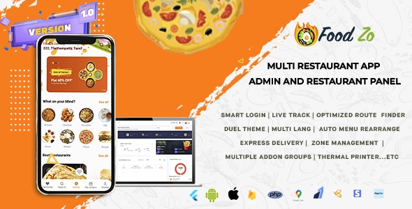 Multi-Vendor Restaurant App, Admin and Restaurant Panel – FoodZo | Flutter