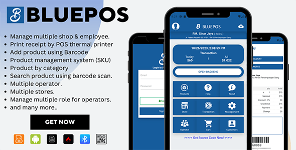 BLUEPOS – Android Mobile Point of sale (POS) With Admin Backend API