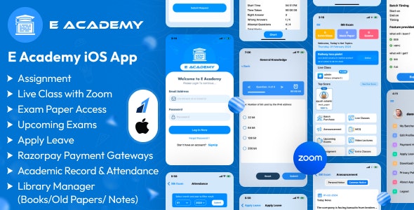 E-Academy – Online Classes / Institute / Tuition And Course Management (iOS App + Admin Panel)