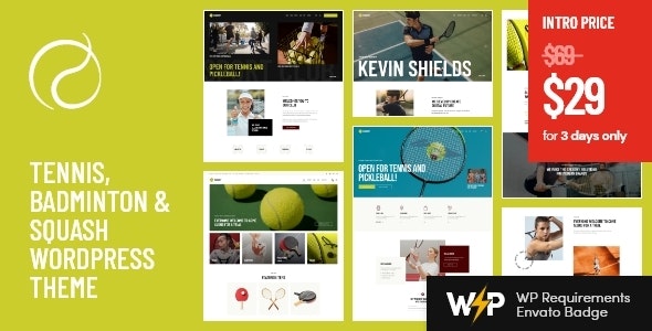 Racquet – Tennis, Badminton  Squash WordPress Theme