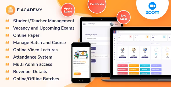 E-Academy – Online Classes / Institute / Tuition And Course Management (Android App + Admin Panel)