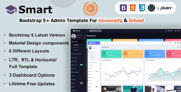 Smart – Bootstrap 5 Material Design Admin Dashboard Template for University, School  Colleges