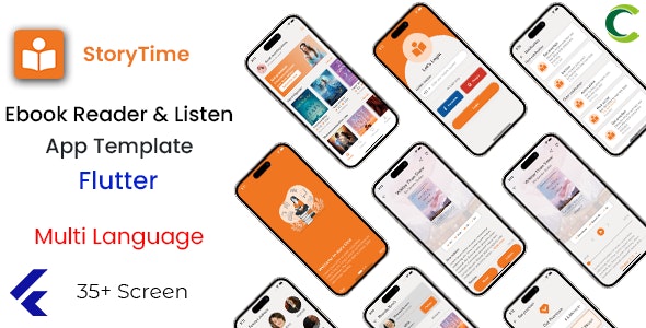 Ebooks Reader and Audiobooks Listen App template in Flutter | StoryTime | Multi Language