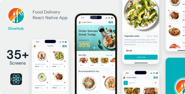 DineHub – Restaurant Food Delivery App | CLI 0.72.4 | TypeScript | Redux Store