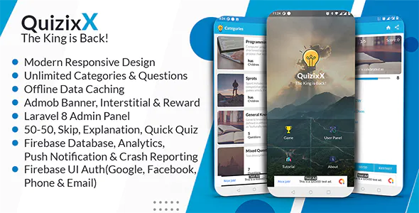 Quizix – Android Quiz App with AdMob, FCM Push Notification, Offline Data Caching