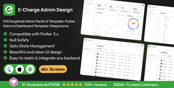 EVChargeHub Admin Panel UI Template: Flutter Admin  Dashboard Template | Responsive