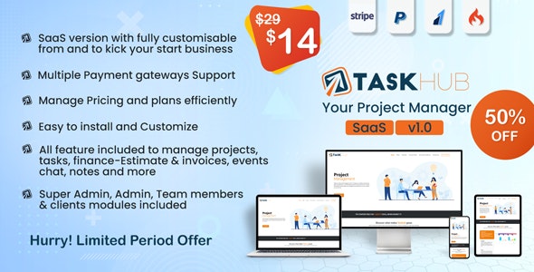 Taskhub SaaS – Project Management Tool, Finance  CRM Tool