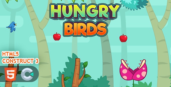 Flappy Hungry Birds HTML5 Construct 3 Game