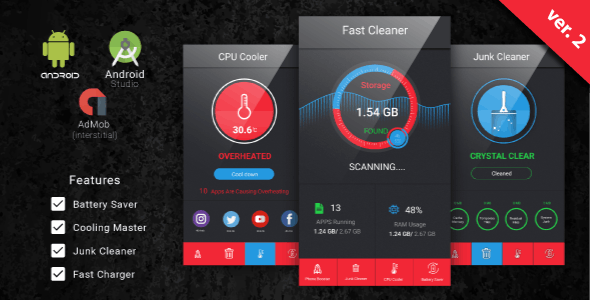 Fast Cleaner, Fast Charger & Battery Saver with Admob Ads