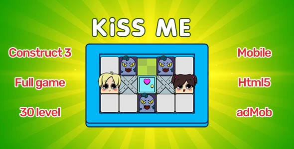 KiSS ME – puzzle. Construct 3. html5, mobile (admob)