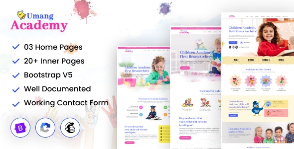 Umang Academy : Kindergarten, Kids Play School Template