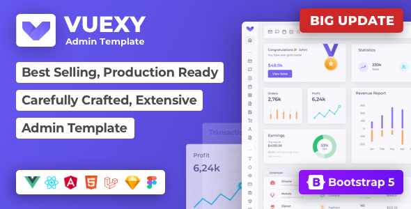 Vuexy – Vuejs, Nuxt, Next.js, HTML, Laravel, Asp.Net & Django Admin Dashboard Template 10.3.0