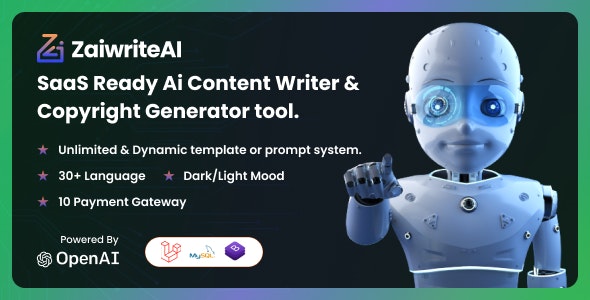 ZaiwriteAI – Ai Content Writer  Copyright Generator tool With SAAS. 2.0