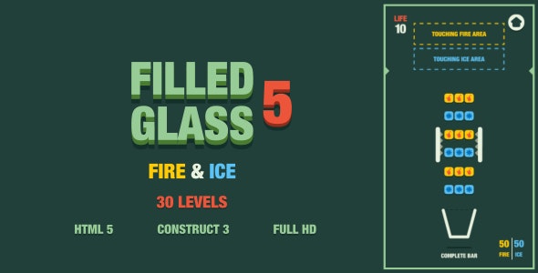 Filled Glass 5 Fire  Ice – HTML5 Game (Construct3)