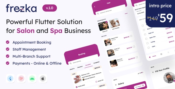 Frezka – All-in-one Salon  Spa Business Solution in Flutter + Laravel