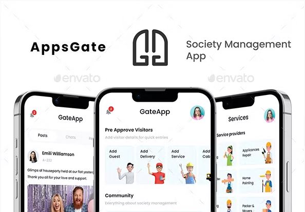 Society Management App UI Kit | Guard App UI Kit | Society Security app UI Kit | AppsGate