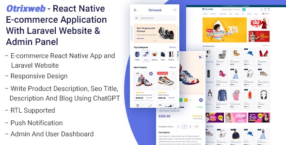 Otrixweb – React Native Ecommerce Application With Laravel Website