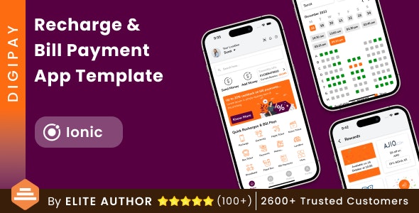 Online Recharge Ticket Booking  Bill Payment App Template in Ionic