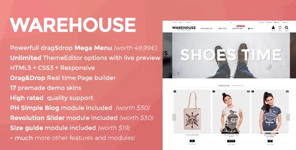 Warehouse – Prestashop 1.7 theme with elementor