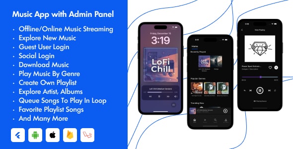 Music App with Admin Panel | Music App in Flutter| Online Music App | iOS Music App