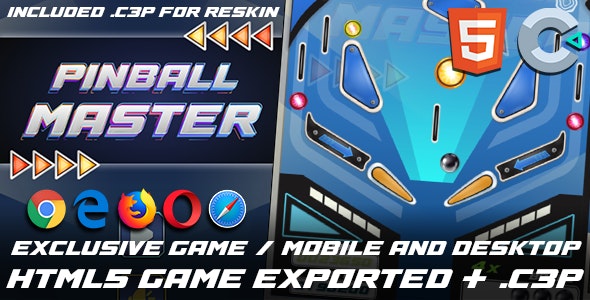 Pinball Master Arcade – HTML5 / Construct3 Source-Code