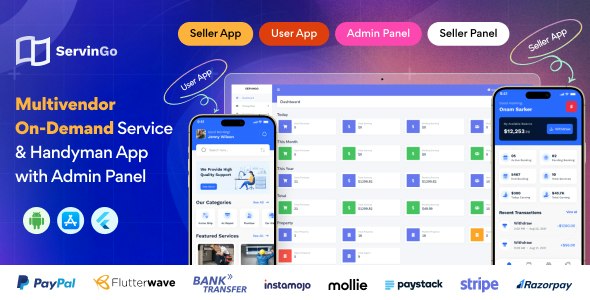 Servingo – Multivendor On-Demand Service  Handyman App with Admin Panel