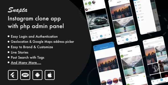 Instagram clone app flutter android and iOS with Admin Panel