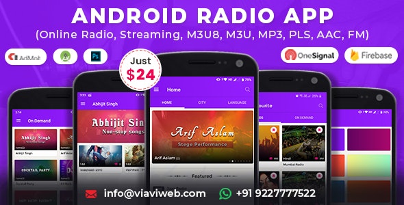 Android Radio App (Online Radio, Streaming, M3U8, M3U, MP3, PLS, AAC, FM)