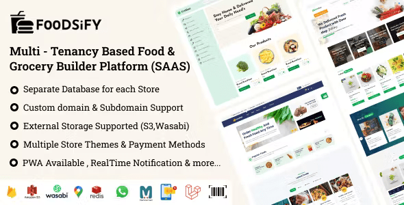 FOODSIFY – Multitenancy Based Food Grocery  E-commerce Builder Platform (SAAS)