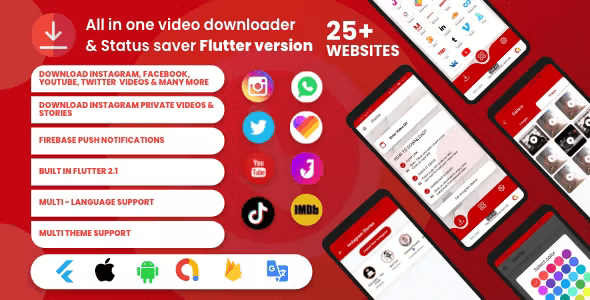 All Video Downloader  Story Saver Flutter Supports Whatsapp, Tiktok, Instagram, Facekook 3.0