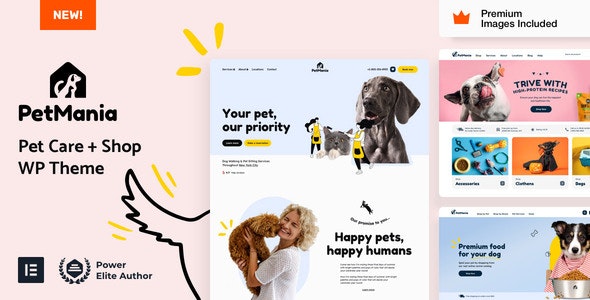 PetMania – Pet Shop  Care Elementor Pro WordPress Theme