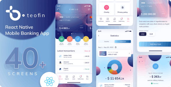 Teofin – Mobile Banking App React Native Template