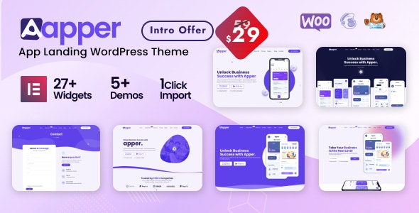 Apper – App Landing Page Multi-concept WordPress Theme