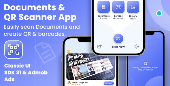 Document  QR Code Scanner (V 2.0) – Document Scanner Android – QR Code Reader with Admob