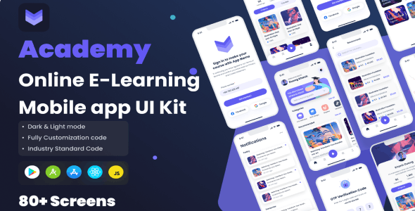 Academy – Online E-Learning App React Native CLI Ui Kit