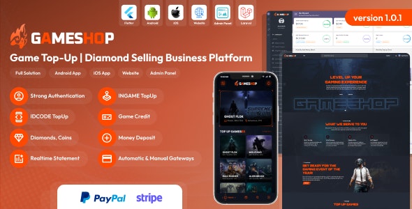 GameShop – Game Top-Up | Diamond and Coin Selling Business Platform 2.3.0