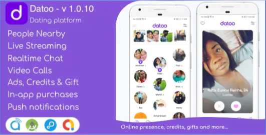 Datoo – (Android Only) – Dating platform with Live Steaming and Video calls + Admin Panel