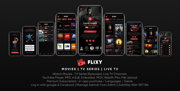 Flixy : Movie App : Series,Live TV, Video Streaming App, Netflix Clone : Swift UI/Laravel