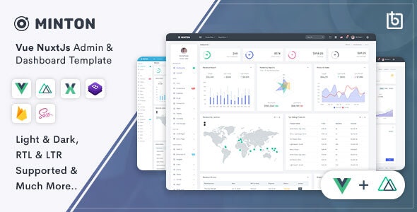 Minton – Vue Nuxt Admin  Dashboard Template