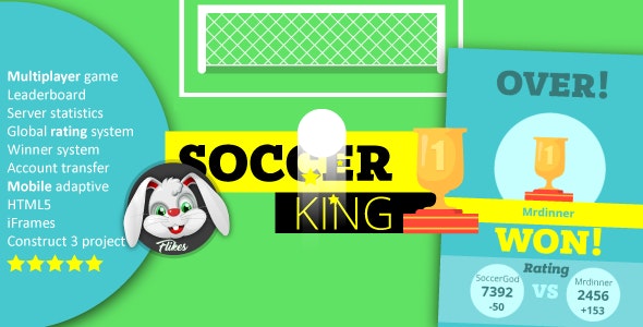 Soccer King – Construct 3, HTML5, Multiplayer, Rating System, Mobile