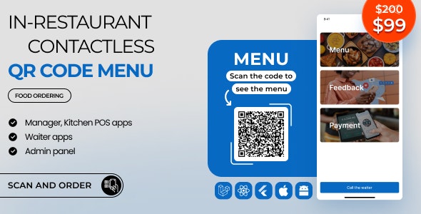 A table QR-code based contactless ordering and order management system (Admin, POS, Kitchen, Waiter)