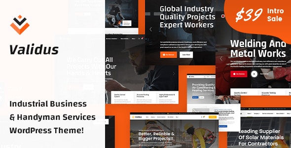 Validus – Industrial Business  Handyman Services WordPress Theme