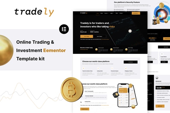 Tradely – Online Trading  Investment Elementor Template Kit