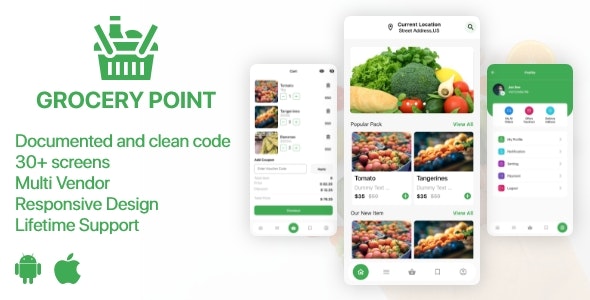 Grocery Point – Online Grocery Shop App in Flutter – Android & IOS