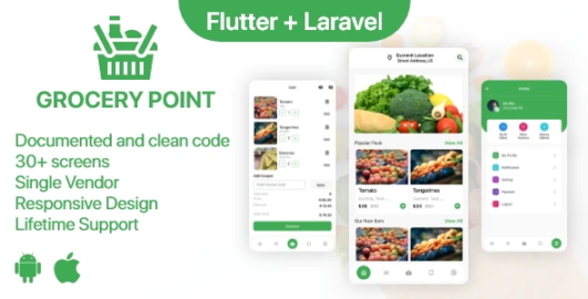 Grocery Point – Online Grocery Shop App in Flutter + PHP Laravel Admin panel